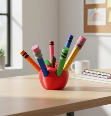 Porta Lapicero En Forma De Manzana Para Pluma Jumbo 3d