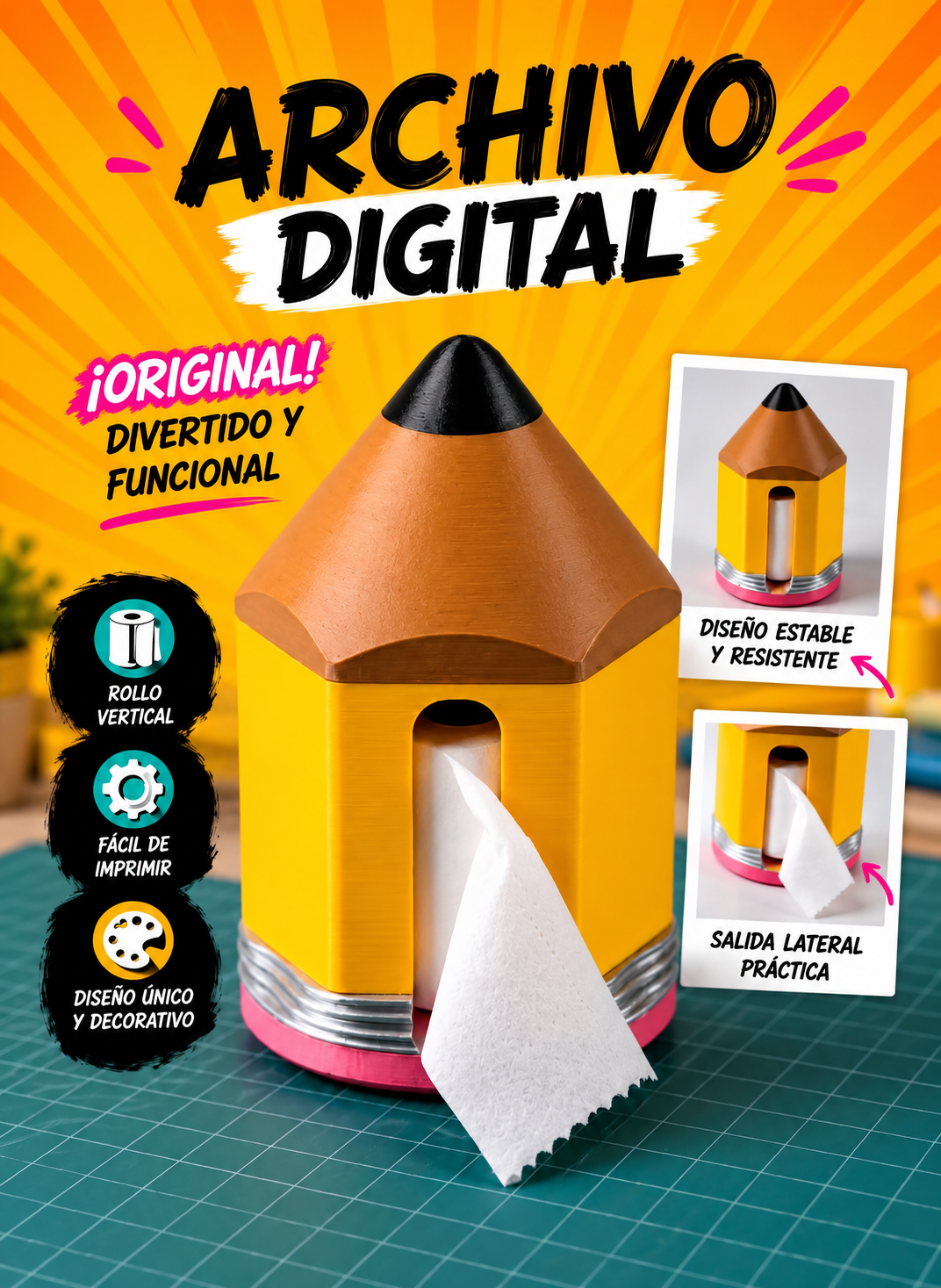 Lápiz Porta Papel Higiénico Hexagonal